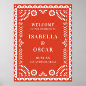 Chaleureux Red Papel Picado Mariage Affiche de bie (Devant)