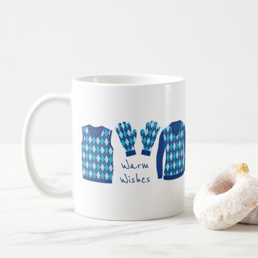 Chaleureux souhaits Jacquard Motif éléments Mug -  (Avec donut)