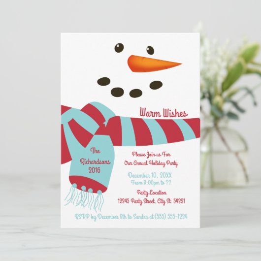 Chaleureux souhaits, Snowman Fête Invitations (Debout devant)