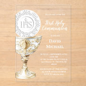 Chalice Host First Holy Communion Acryl Uitnodigingen (Voorkant)