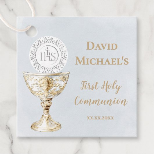 Chalice Host First Holy Communion Bedankjes Labels (Voorkant)