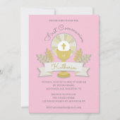 Chalice rose et hôte première invitation de commun (Devant)