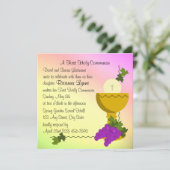 Chalis en druiven 1e Communie Kaart (Staand voorkant)