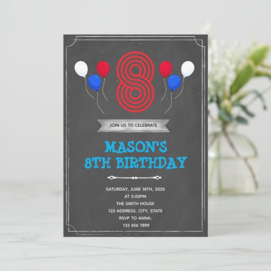 Chalk 8e anniversaire invitation (Debout devant)