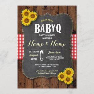 Chalk BaByQ BBQ Baby shower Rood Hout Uitnodigen Kaart