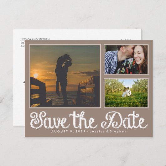 Chalk Beige Enregistrer La Date Collecte Carte Pos (Devant / Derrière)