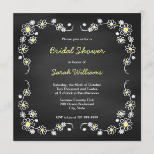 Chalk Board Daisy Bridal Shower-uitnodigingen Kaart