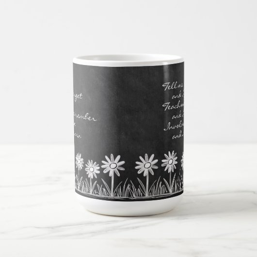 Chalk Board Daisy Doodle Cursive Typography Mug (Centre)