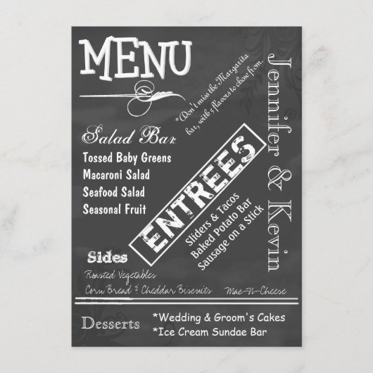 Chalk Board Typography Wedding Menu (Voorkant)