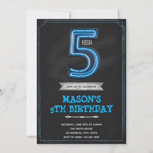 Chalk boy 5e anniversaire Invitation (Devant)