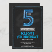 Chalk boy 5e anniversaire Invitation (Devant / Derrière)