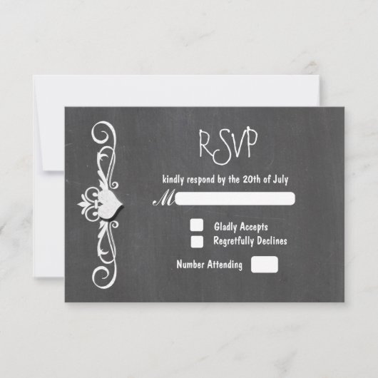 Chalk Chalk HeartWedding invitation carte RSVP (Devant)