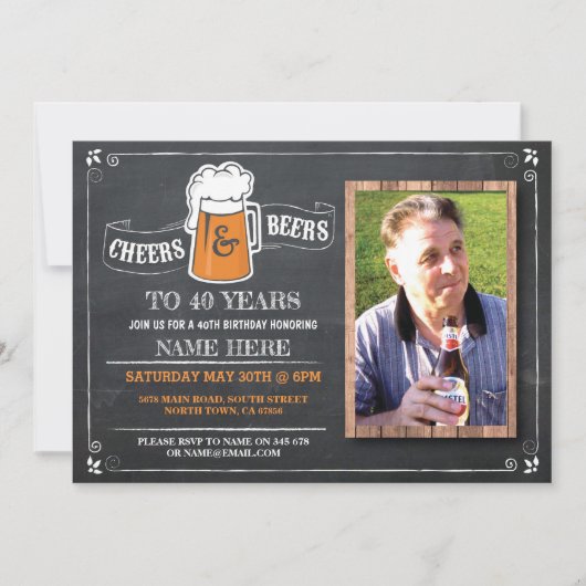 Chalk Cheers & Beers Anniversaire Invitation photo (Devant)