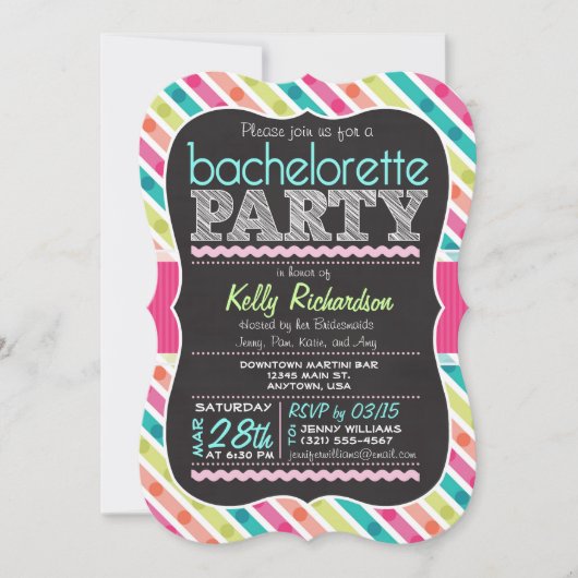 Chalk coloré look Bachelorette Party Invitation (Devant)