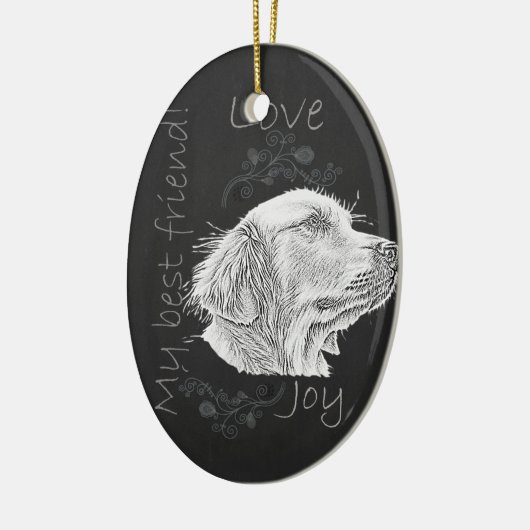 Chalk Drawing of Golden Retriever Keramisch Ornament (Links)