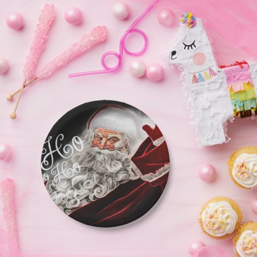 Chalk Drawn Santa Ho Ho Holiday Papieren Bordje (Feest)