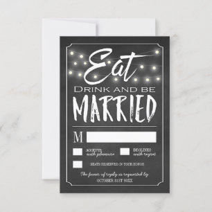 Chalk Eat Drink & Be Married Wedding Cartes RSVP