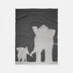 Chalk Elephant Family Fleece Deken