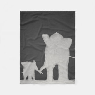 Chalk Elephant Family Fleece Deken