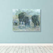 Chalk Elephants Canvas Afdruk (Insitu (Houten vloer))