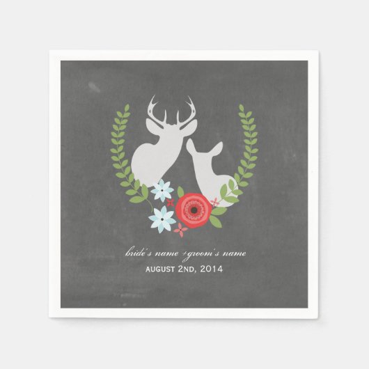 Chalk Geïnspireerd Deer Wedding Napkins Servet (Voorkant)
