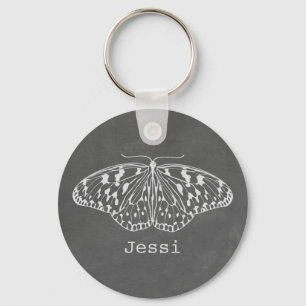 Chalk Geïnspireerde Butterfly Persoonlijke Sleute Sleutelhanger
