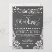 Chalk Hanging Lights en Lace Wedding Invitation Kaart (Voorkant)