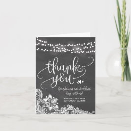 Chalk Hanging Lights & Lace Wedding Thank You Card Bedankkaart