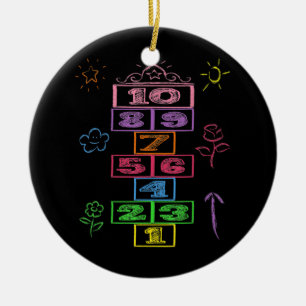 Chalk Hopping Game Hopscotch Cute Funny Colorful Keramisch Ornament