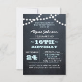 Chalk Lights Aqua 16e anniversaire Invitation (Devant)