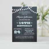 Chalk Lights Aqua 16e anniversaire Invitation (Debout devant)