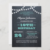 Chalk Lights Turquoise 16e anniversaire Invitation (Devant)