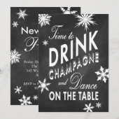 Chalk Nouvel An pour boire du Champagne Invitation (Devant / Derrière)