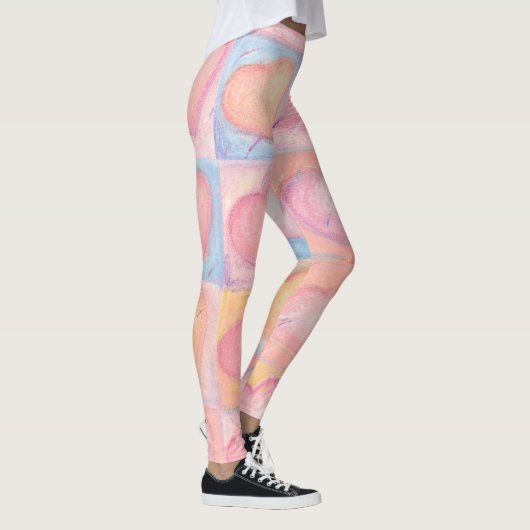 Chalk Pastel Artwork Harten Roze Baby Blue Groovy Leggings (Rechts)