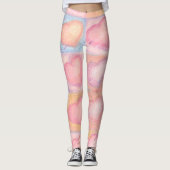 Chalk Pastel Artwork Harten Roze Baby Blue Groovy Leggings (Voorkant)