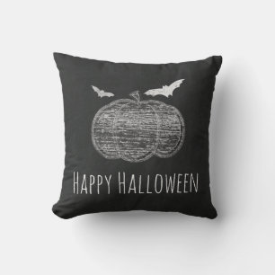 Chalk Pumpkin & Bats Chalkboard Halloween Home Kussen