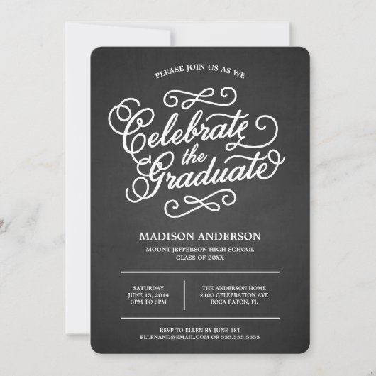Chalk Script | Afstuderen-fotouitnodiging Kaart (Voorkant)