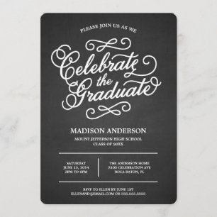 Chalk Script Afstuderen-fotouitnodiging Kaart