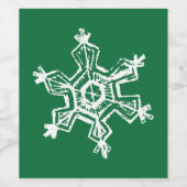 Chalk Snowflake Pattern Wijn Etiket (Enkel label)