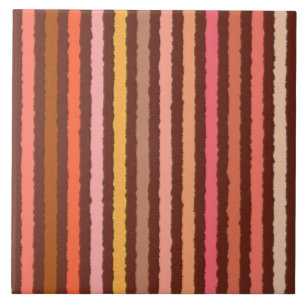 Chalk Stripes - Chocolate Brown en Coral Tegeltje