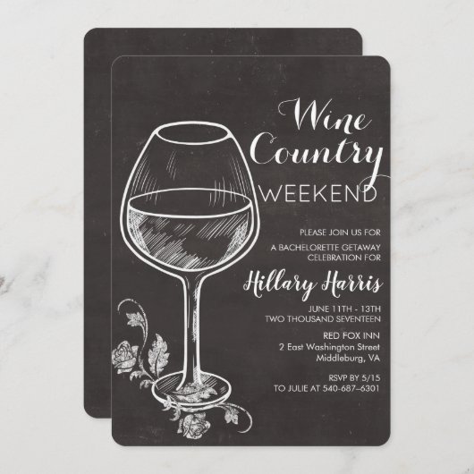 Chalk Wine Country Bachelorette Invitation (Devant / Derrière)