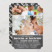 Chalkboad Foto Typografie Wedding Invitations Kaart (Voorkant / Achterkant)