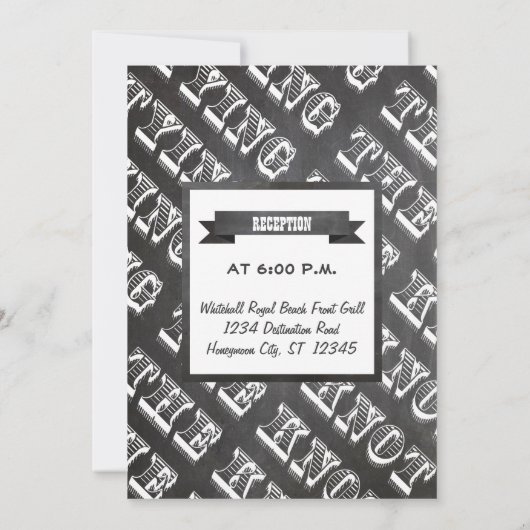 Chalkboad Photo Typographie Mariage Invitations (Dos)