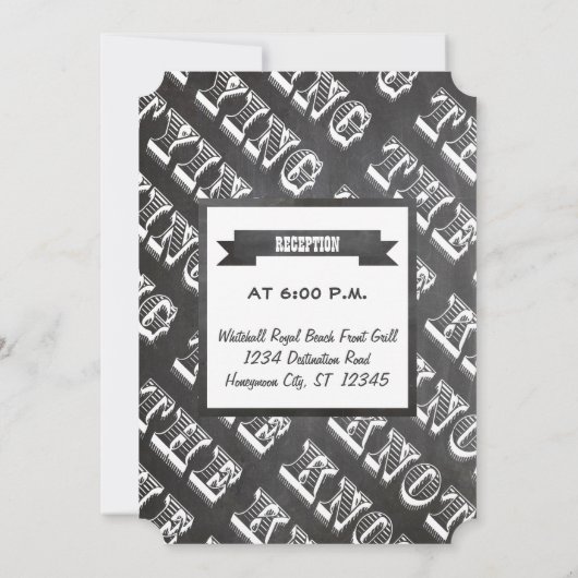 Chalkboad Photo Typographie Mariage Invitations (Dos)