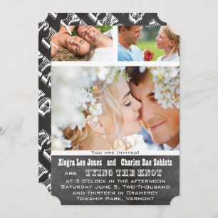 Chalkboad Photo Typographie Mariage Invitations