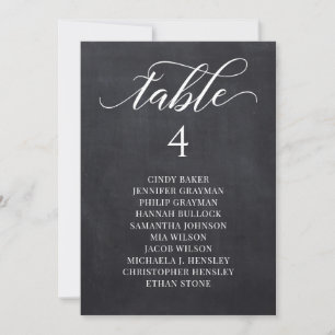 Chalkboad Script Wedding Table Plan-kaarten Kaart