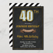 Chalkboard 40e anniversaire invitation (Devant / Derrière)