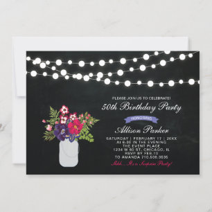 Chalkboard 50th Surprise Birthday Party Invitation Kaart
