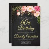 Chalkboard 60e Verrassing Bloemen Vrouwen Verjaard Kaart (Voorkant / Achterkant)
