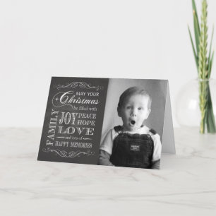 Chalkboard-aangepaste foto Kerstmis gevuld met Joy Feestdagen Kaart